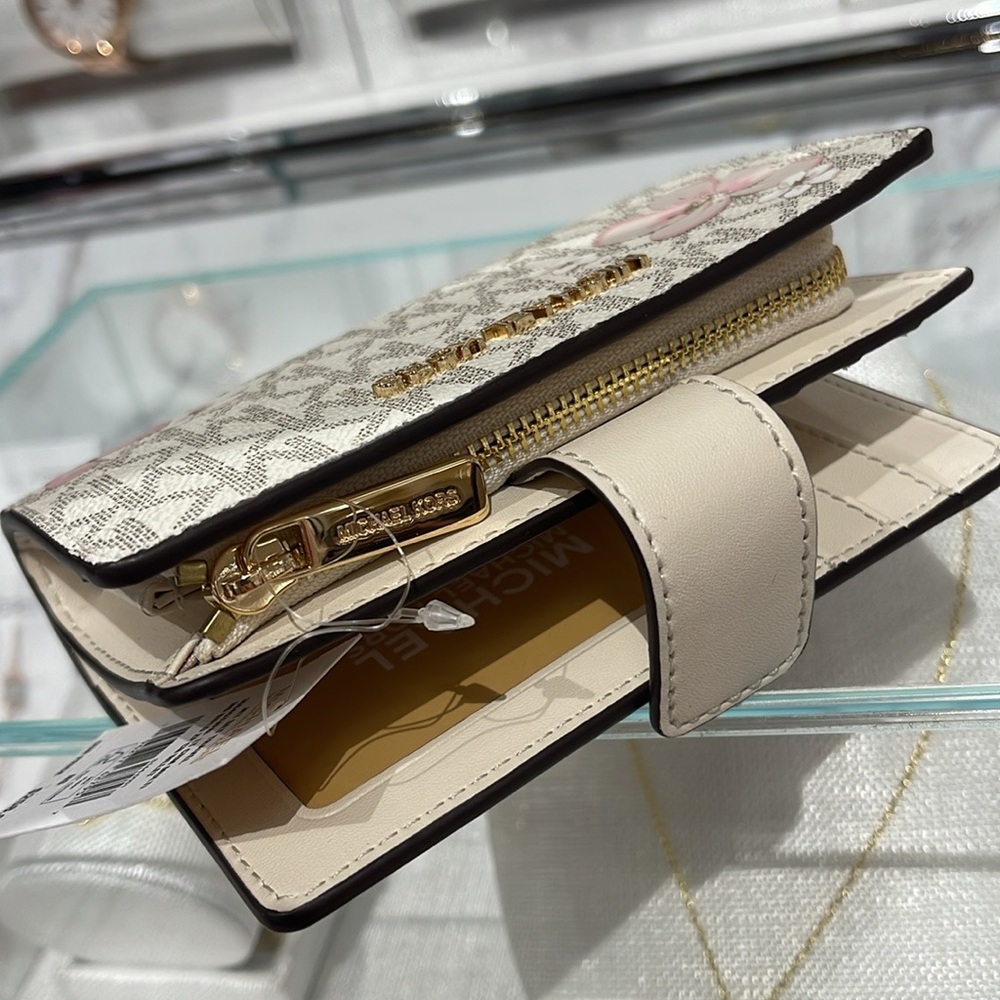 Michael Kors JST Md Floral Embellished Signature Logo Bi-fold Wallet Bifold ZP - Picture 14 of 16